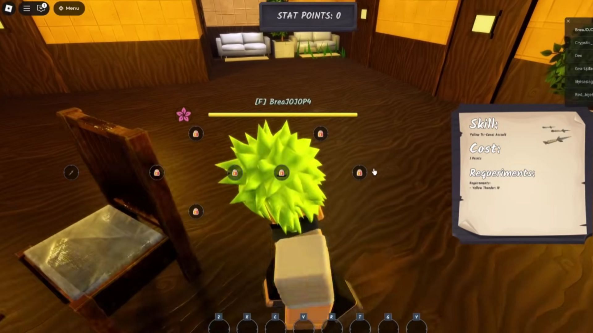 The Yellow Thunder skill tree (Image via Roblox || YouTube/@Breazsy)