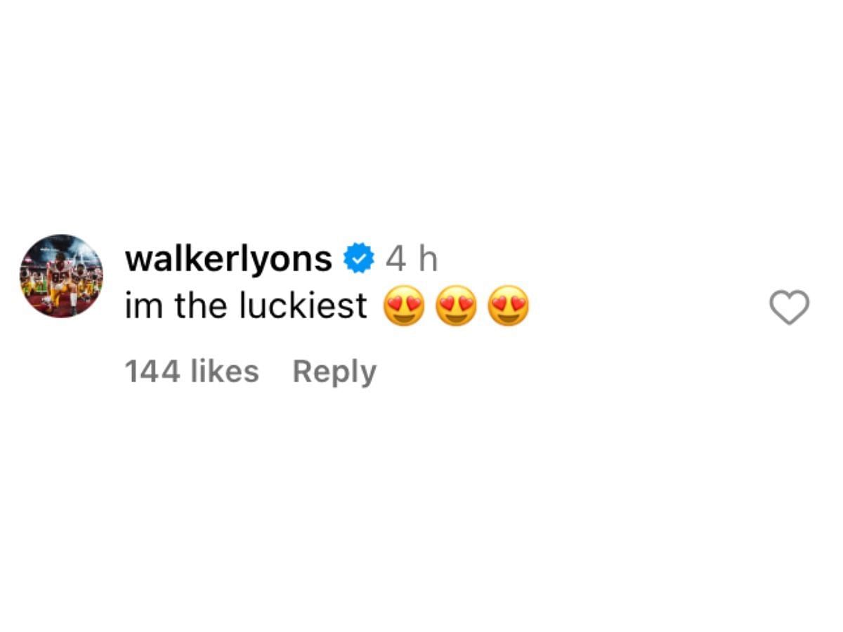 Walker Lyons&rsquo; comment on Instagram