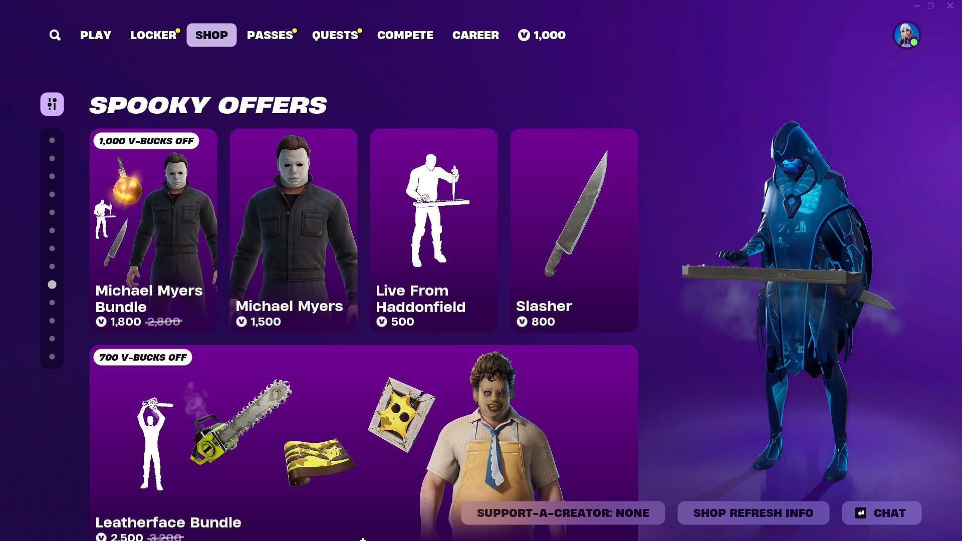 The Michael Myers (Halloween) skin in Fortnite can be purchased separately (Image via Epic Games)