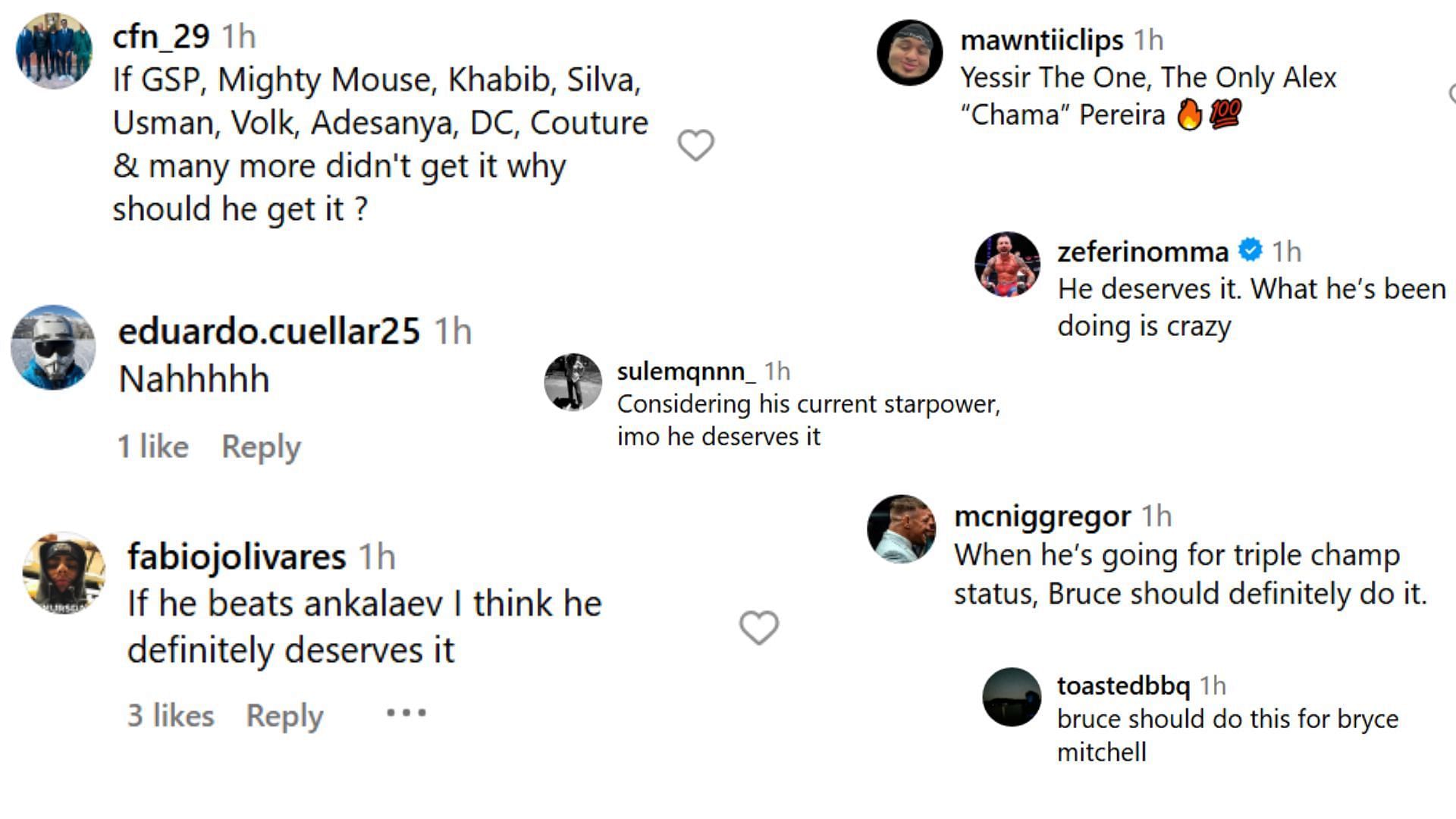 Fan comments [Screenshots courtesy: @espnmma on Instagram]