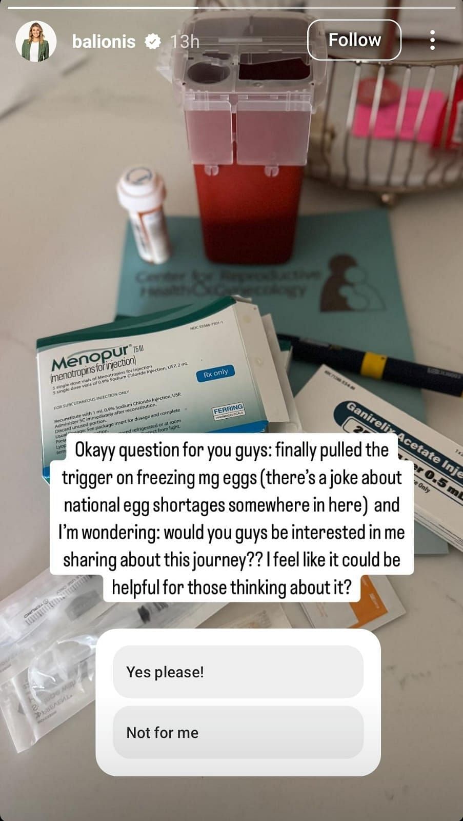 Amanda Balionis wrote her decision about freezing her eggs ( via Amanda Balionis&#039; Instagram story)