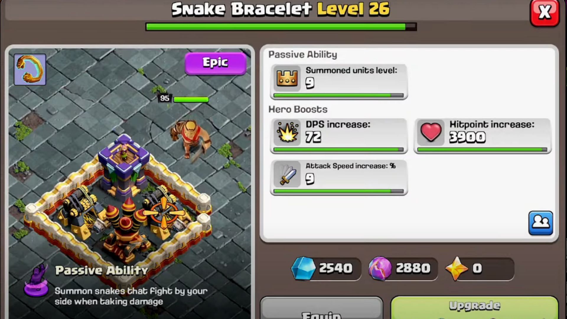 Snake Bracelet Hero Equipment in-game (Image via Supercell)