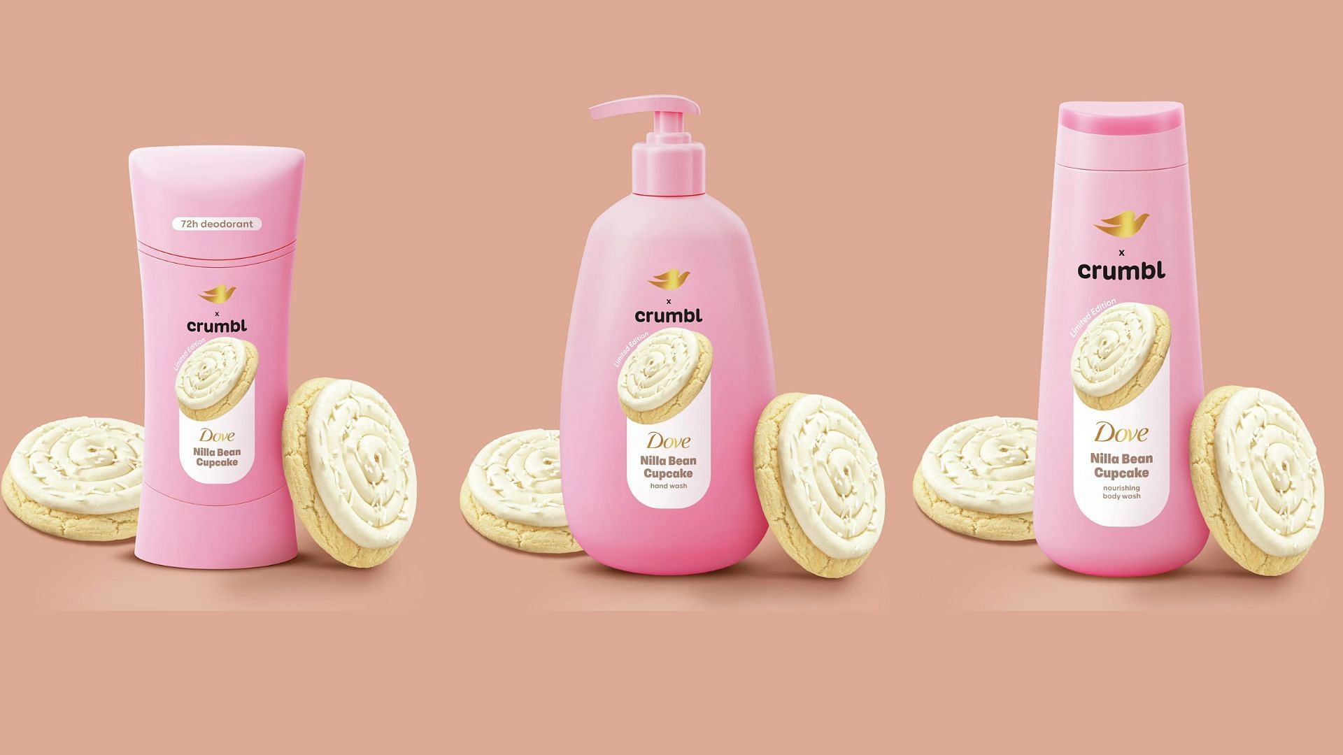 The Dove x Crumbl Nilla Bean Cupcake collection (Images via Walmart)