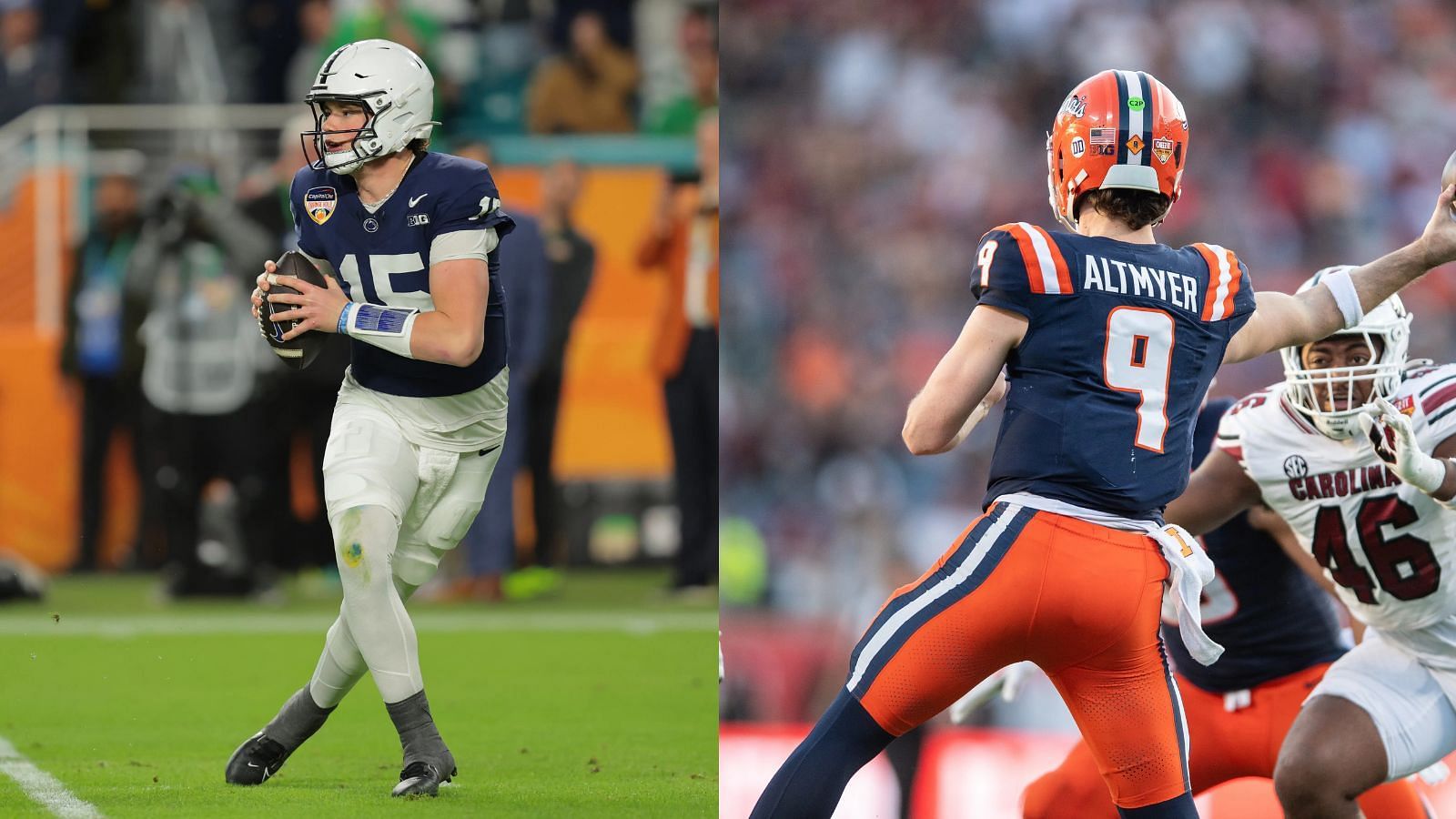 Veteran QBs Drew Allar and Luke Altmyer headline an excellent Big Ten QB class for 2025. (Photo Credits: IMAGN)