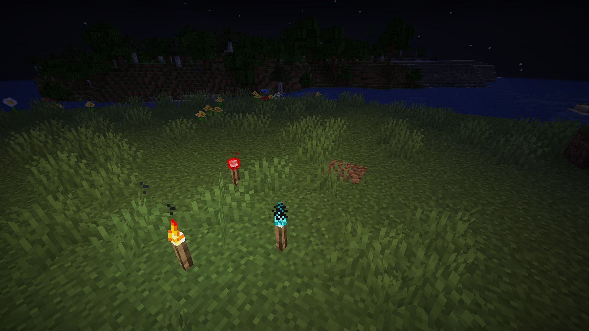 You can use torches as markers (Image via Mojang Studios || Sportskeeda Gaming)