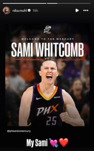 Nika Muhl drops two-word reaction to Sami Whitcomb's departure to Mercury (Image: @nika.muhl IG)
