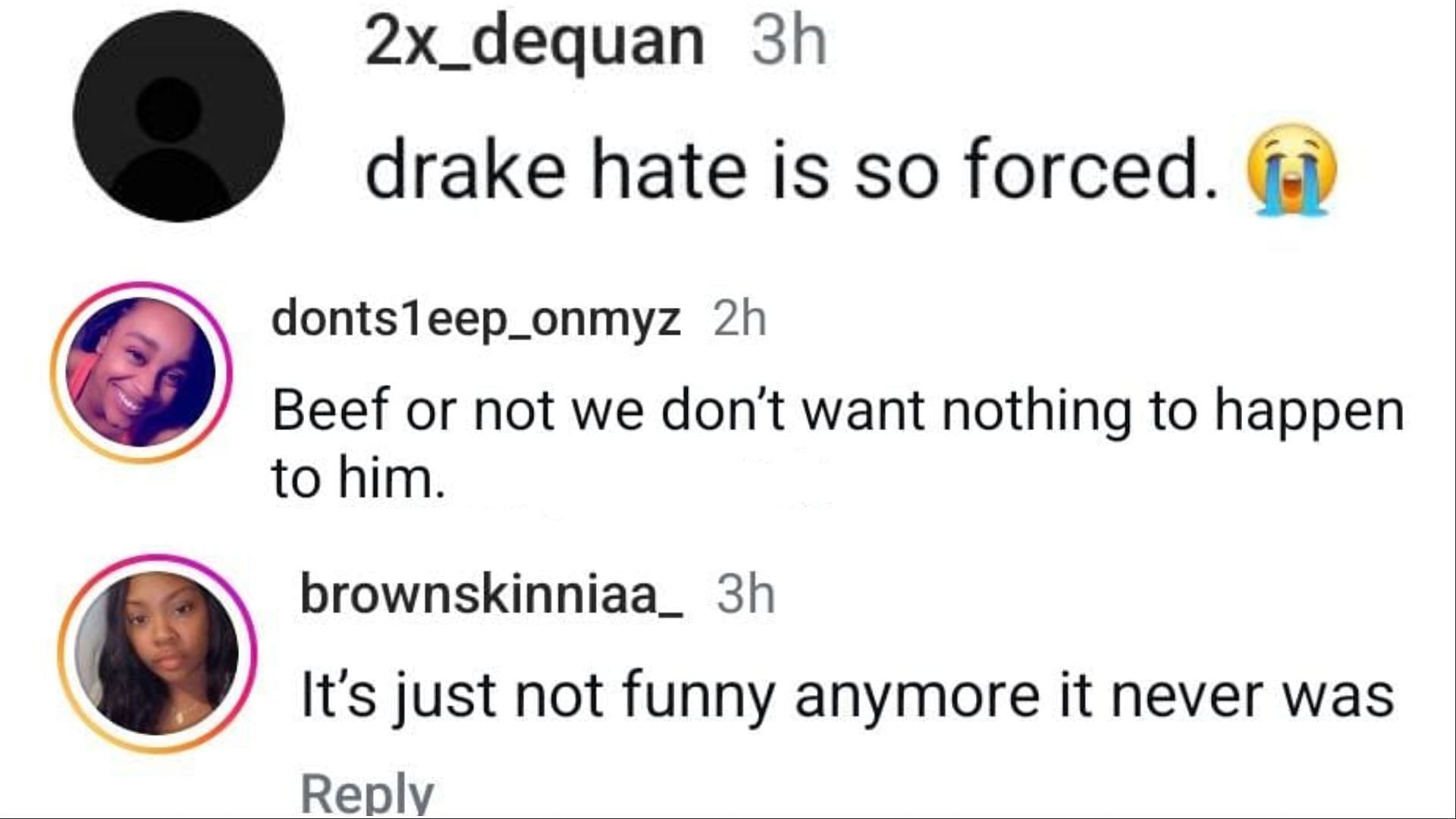 Netizens reacted as RIP Drake coffin is now trending (Image via Instagram / @2x_dequan / @donts1eep_onmyz / @brownskinniaa)