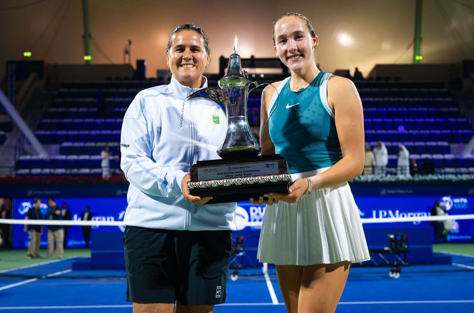 Mirra Andreeva with her coach Conchita Martinez - Source: Getty