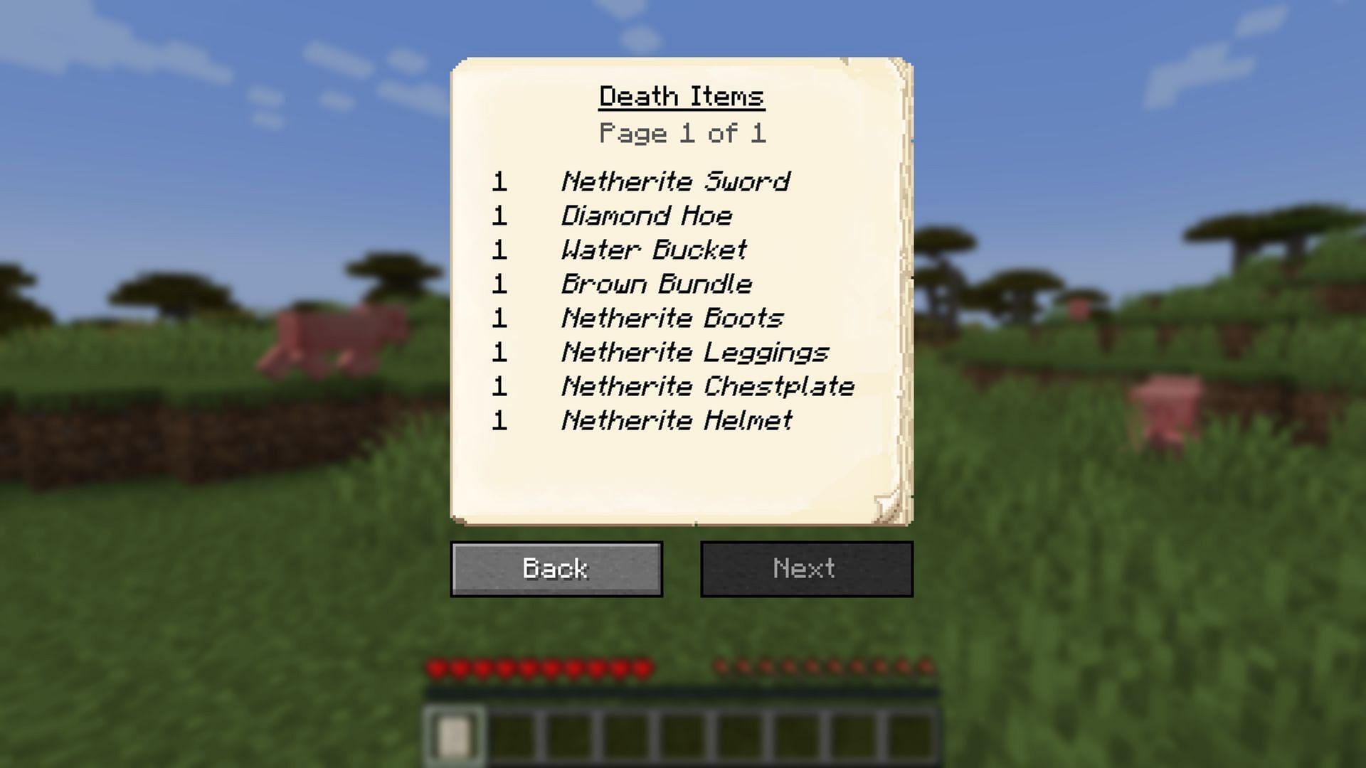 The Minecraft Gravestone mod offers a unique way to recover your loot (Image via Mojang Studios || Curseforge/@Henkelmax)