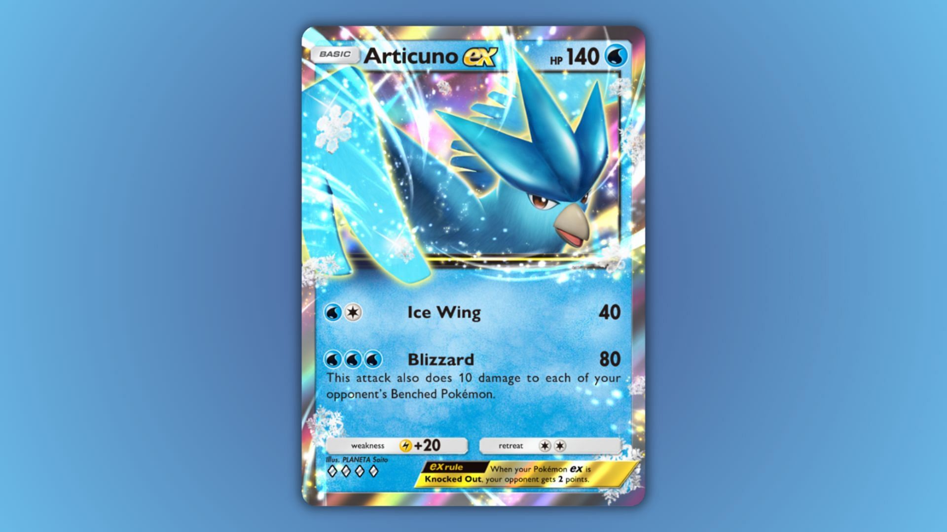 Articuno ex&#039;s card as seen in the game (Image via The Pokemon Company)