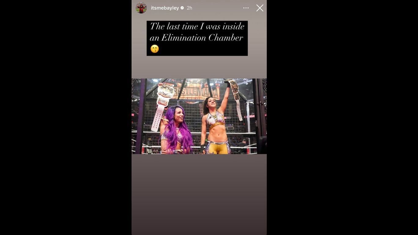 Bayley&#039;s Instagram story featuring Mercedes Mone from Elimination Chamber 2019.