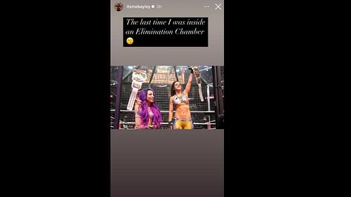 Bayley's Instagram story featuring Mercedes Mone from Elimination Chamber 2019.