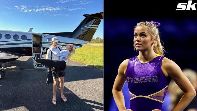 Paul Skenes' girlfriend Olivia Dunne shows off full leg split during gymnastics practice session with pup Roux