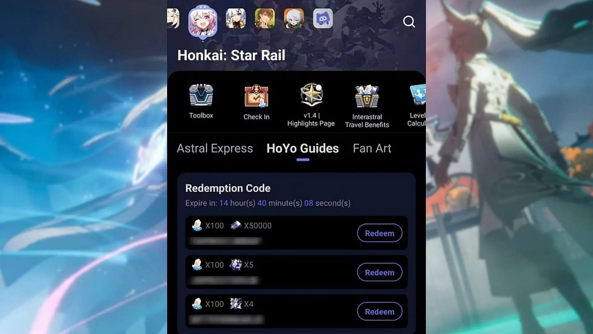How to redeem the codes from the HoYoLAB app (Image via HoYoverse)