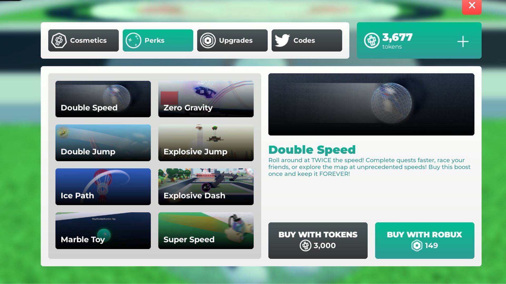 Tokens can be used to purchase Perks in Marble Mania (Image via Roblox)