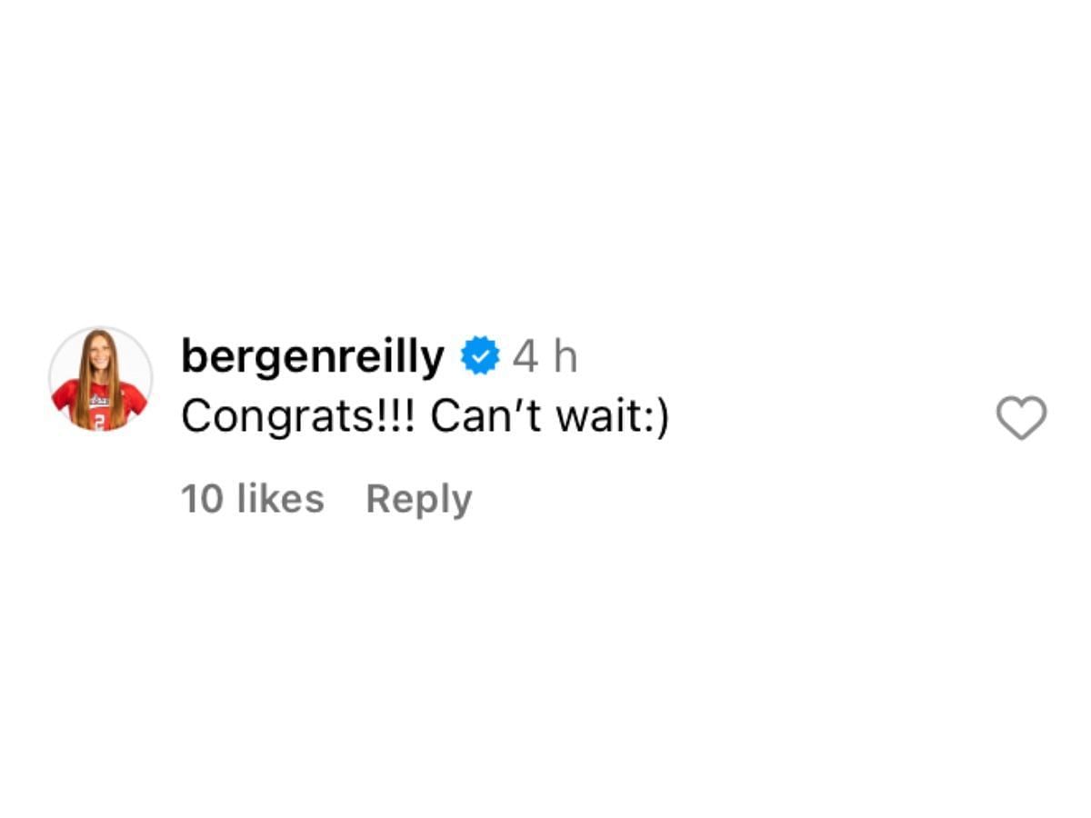 Bergen Reily&rsquo;s Instagram comment (@kenna.cogill/IG)