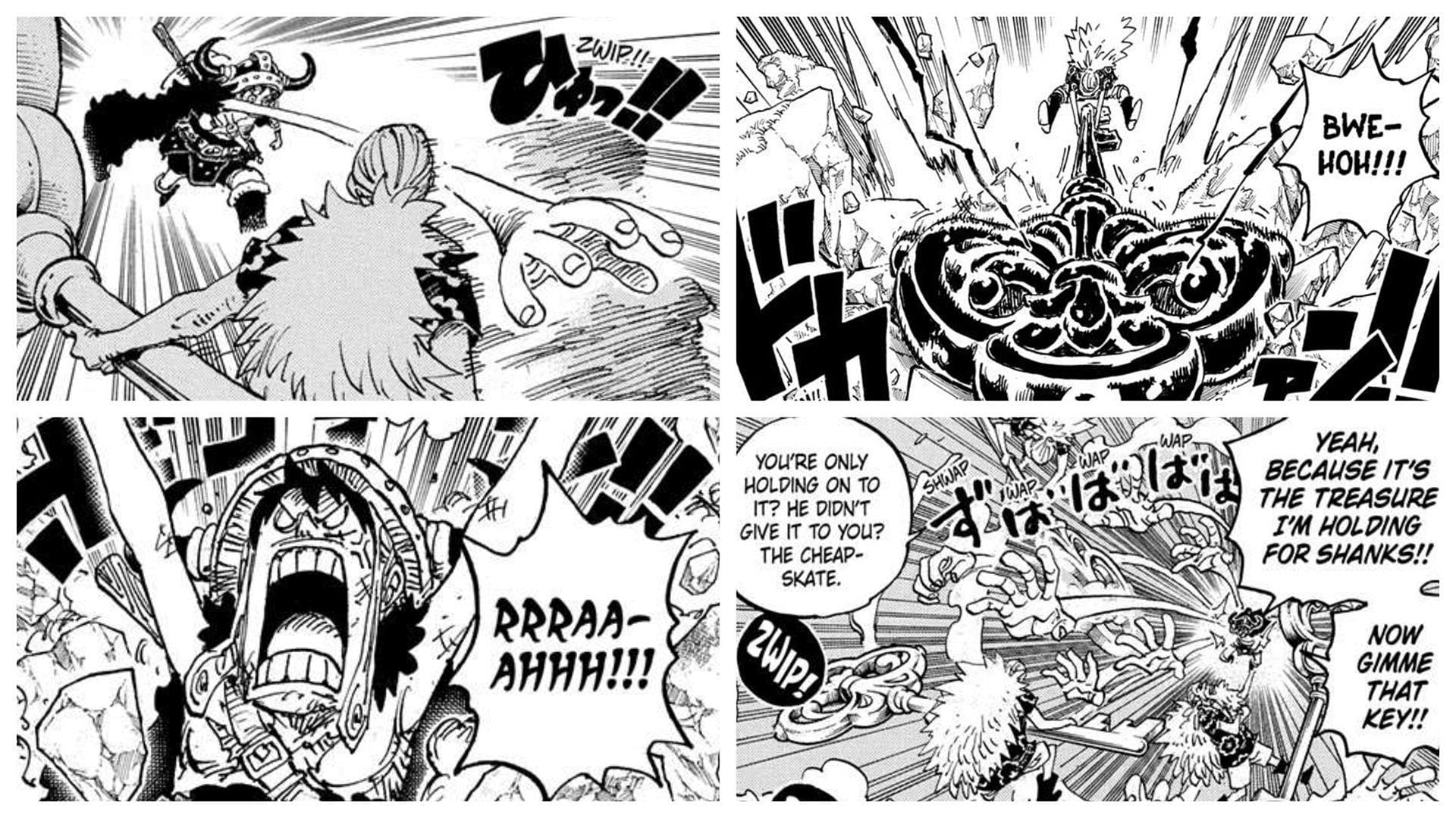 Gaban toying with Luffy in One Piece chapter 1140 (Image via Shueisha)