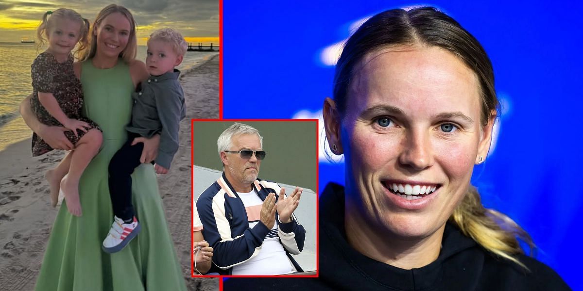 Caroline Wozniacki with her kids (L); Piotr Wozniacki (in the middle); Caroline Wozniacki (R) - Source: Left- Instagram /@carowozniacki, Getty