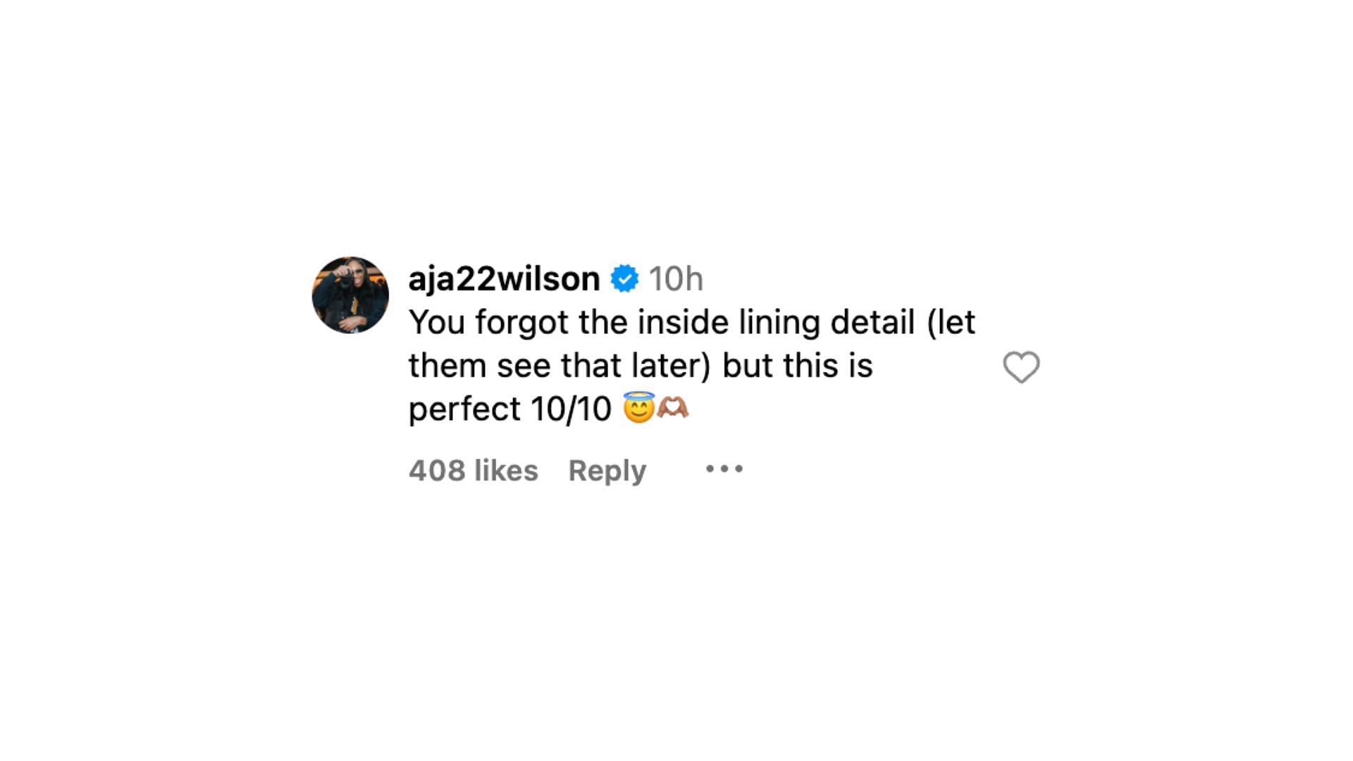 A&#039;ja Wilson responds to Dawn Staley&#039;s social media post. Photo Credits: Dawn Staley&#039;s IG account