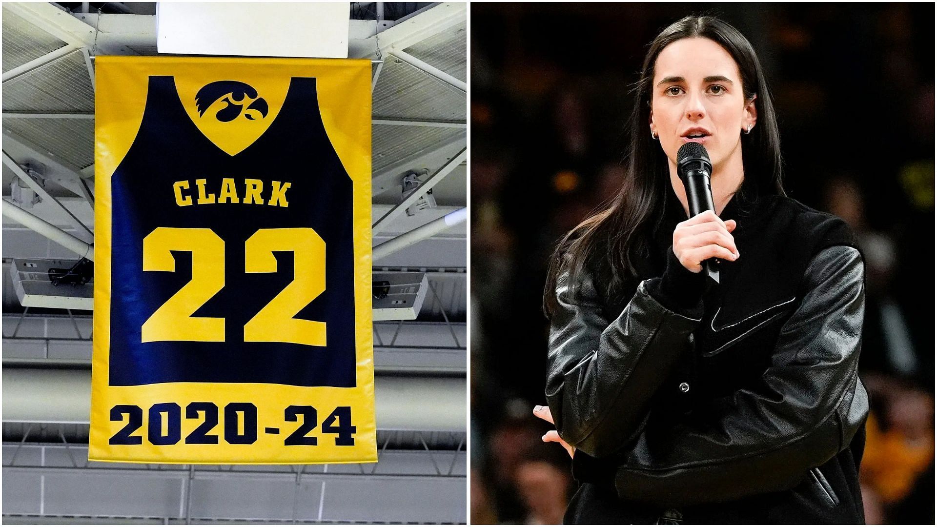 Caitlin Clark makes her feelings clear with heartfelt message after emotional jersey retirement night. (Photos: IMAGN)