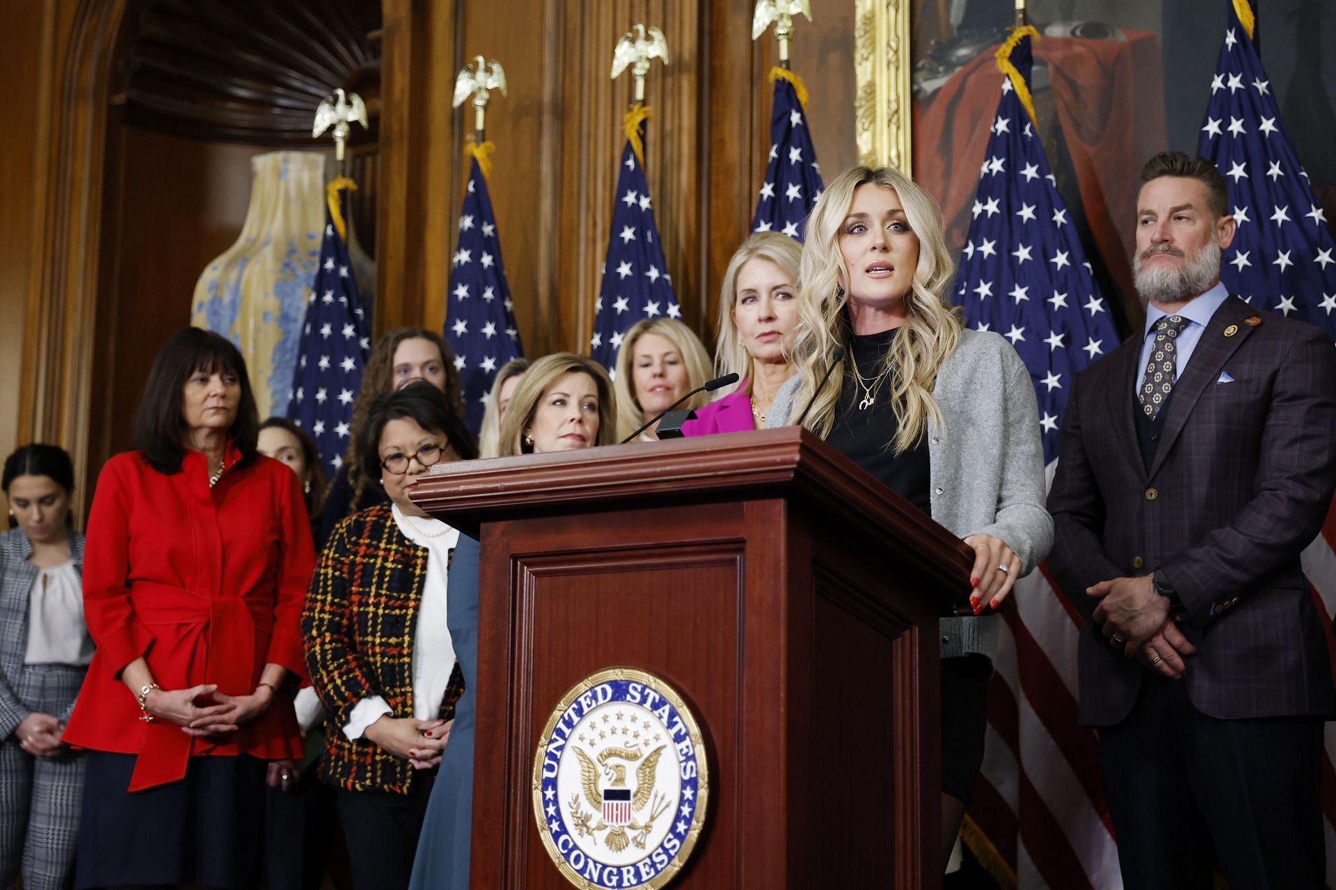 House Republicans Speak Following Vote On The Protection Of Women And Girls In Sports Act - Source: Getty