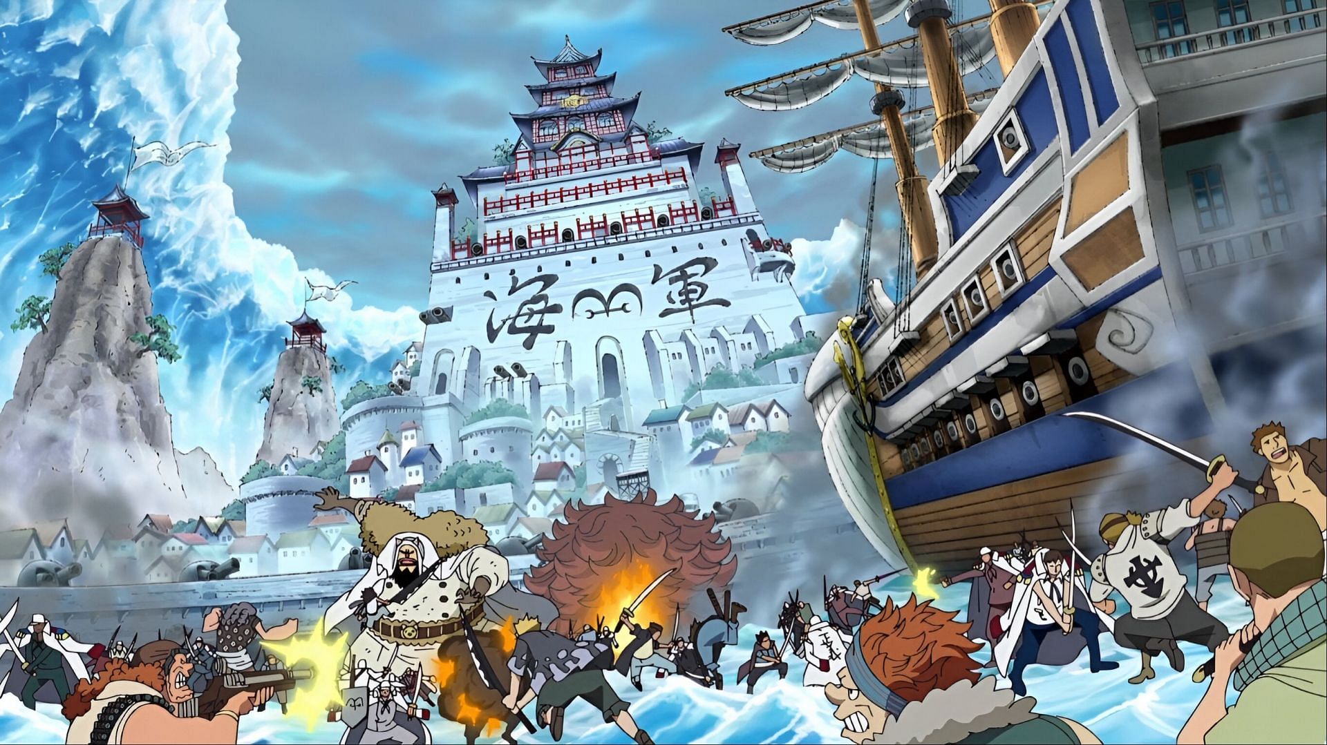 Marineford as seen in the anime (Image via Toei Animation)