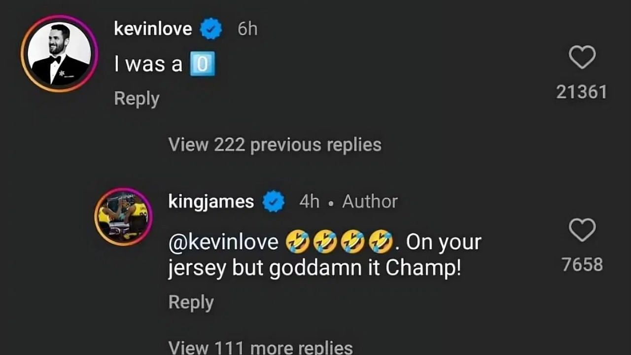 Kevin Love&#039;s comment on LeBron&#039;s IG post