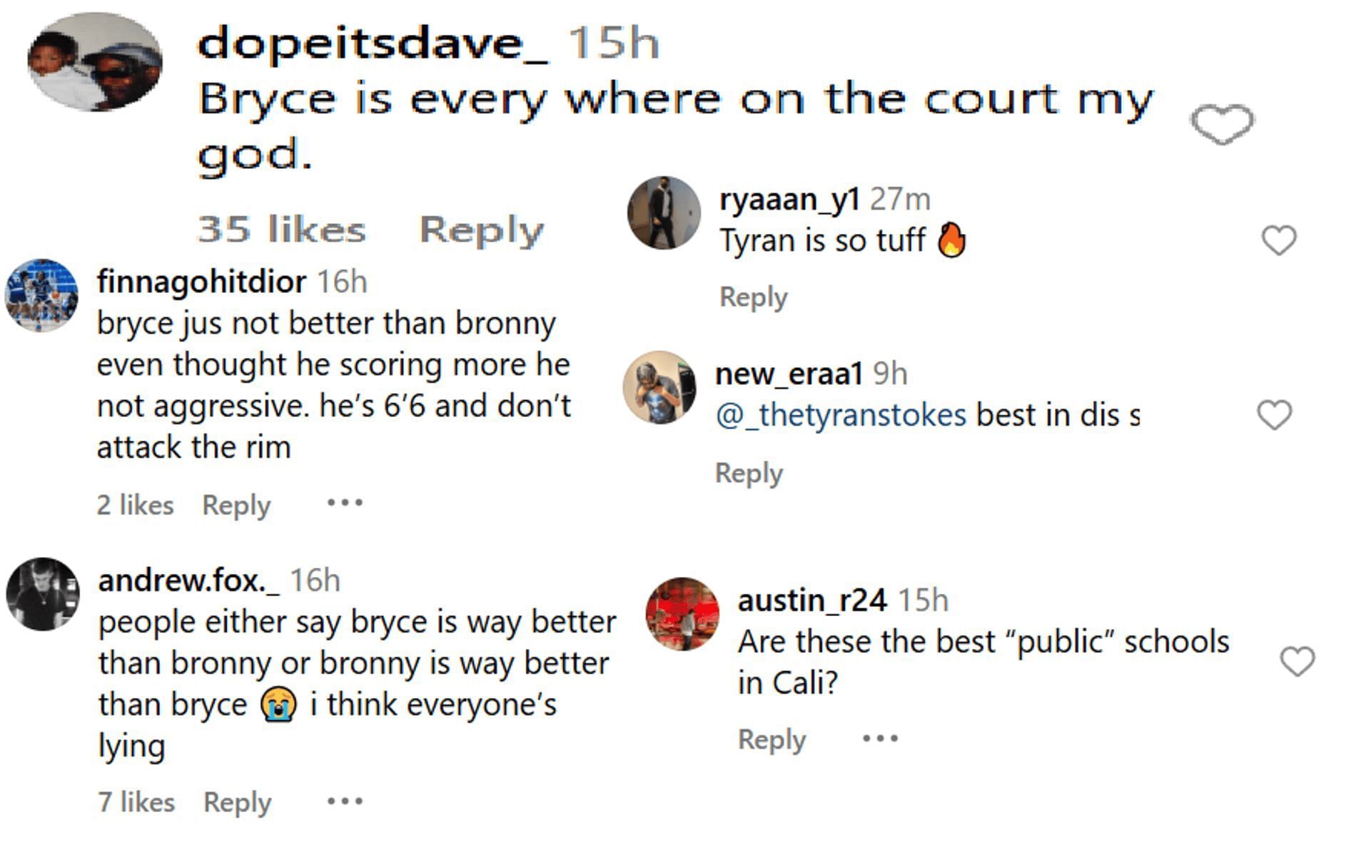 Hoops fans react to Tyran Stokes vs. Bryce James game (Source: Instagram/ballislife)