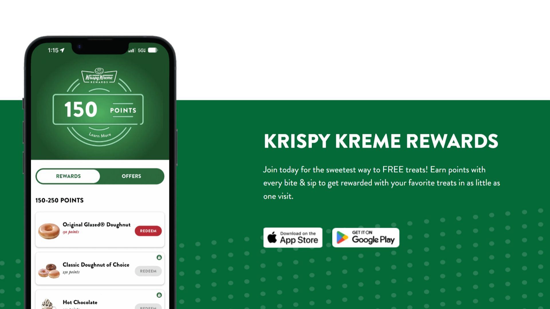 Downloading the Krispy Kreme app and signing up grants a free doughnut (Image via Krispy Kreme)