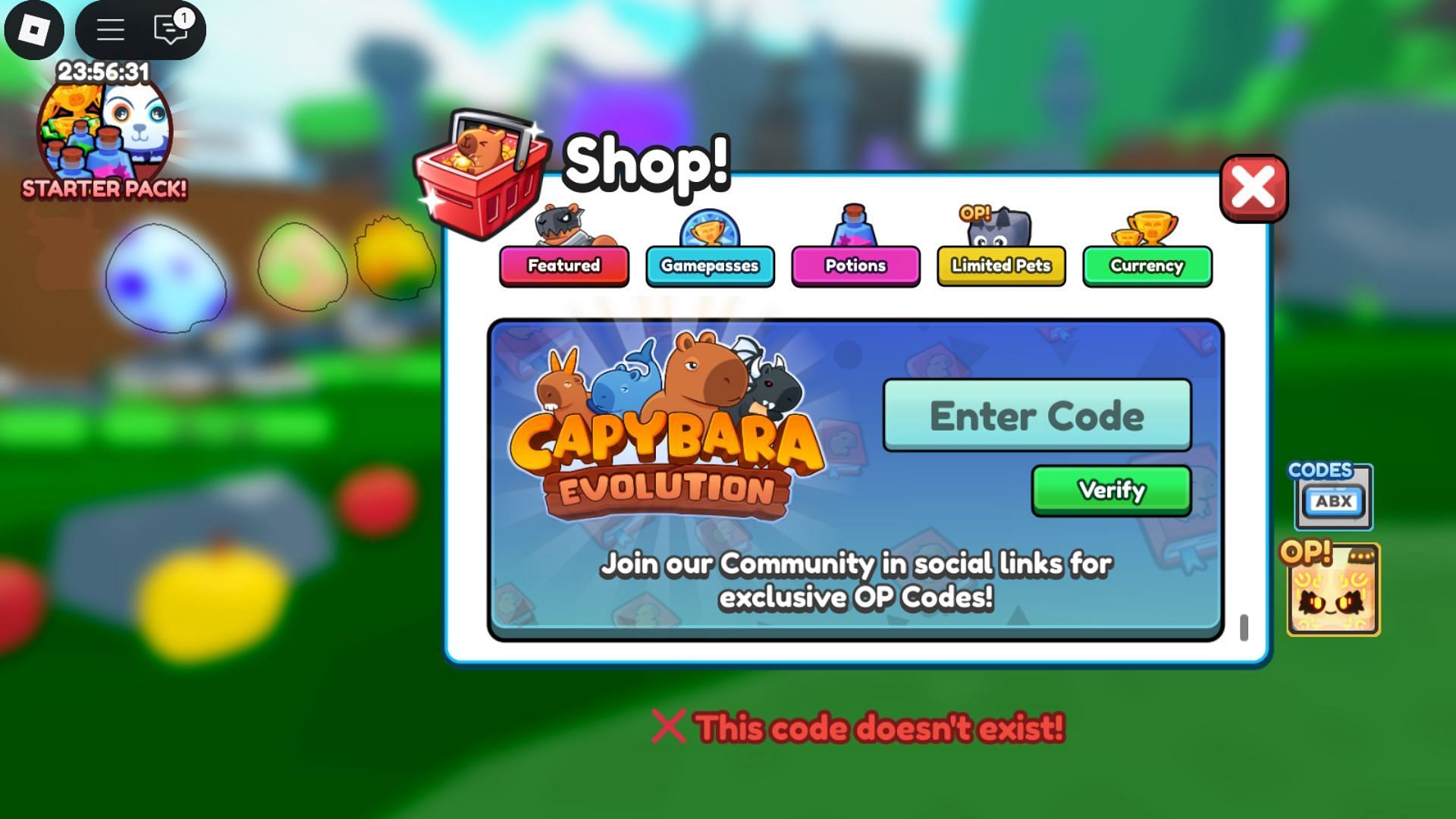 Troubleshooting code in Capybara Evolution (Image via Roblox)