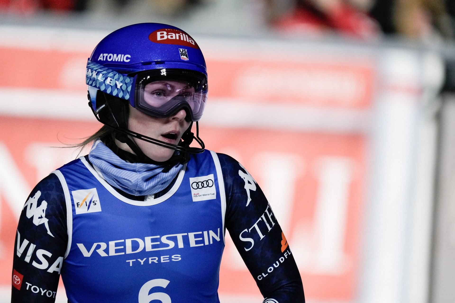 Shiffrin during her slalom race in Courchevel, France during the 2024-25 FIS Ski World Cup (Image via: Getty Images)