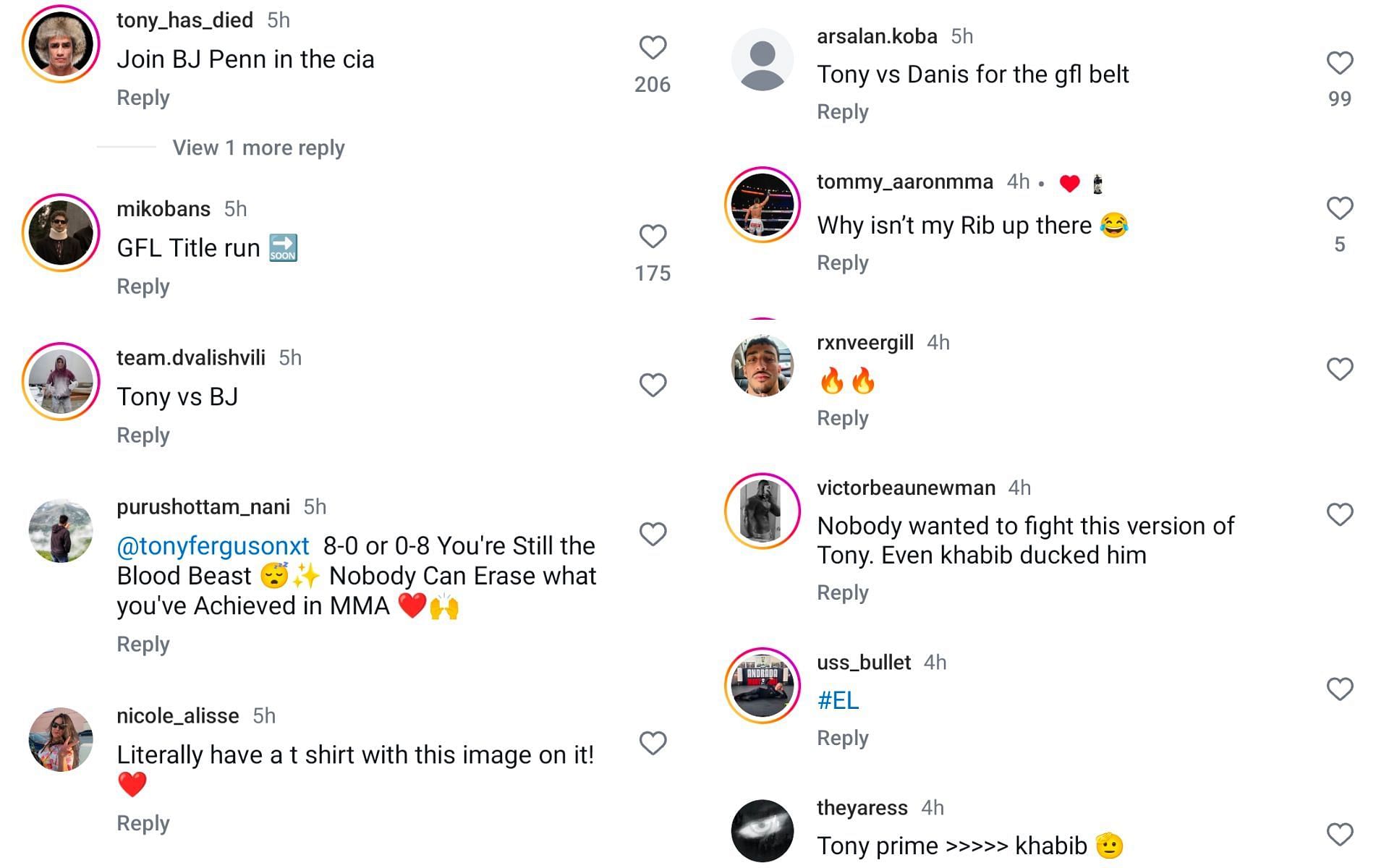 Fan reactions screenshots. [Screenshots courtesy: @tonyfergusonxt on Instagram]