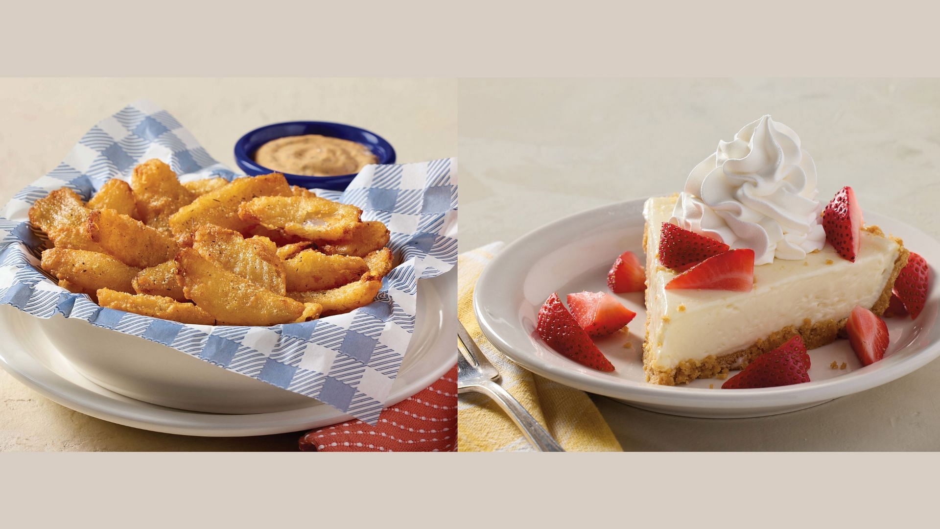 Crispy Onion Petals &amp; Strawberry Icebox Pie (Image via Cracker Barrel)