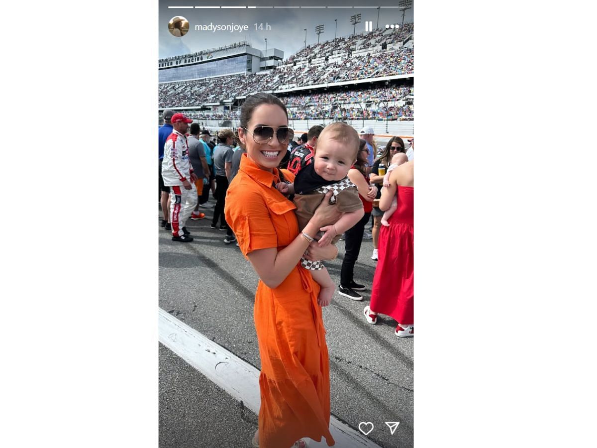 Ricky Stenhouse Jr.&#039;s wife rocks orange one-piece at Daytona (Image via Instagram/ @madysonjoye)