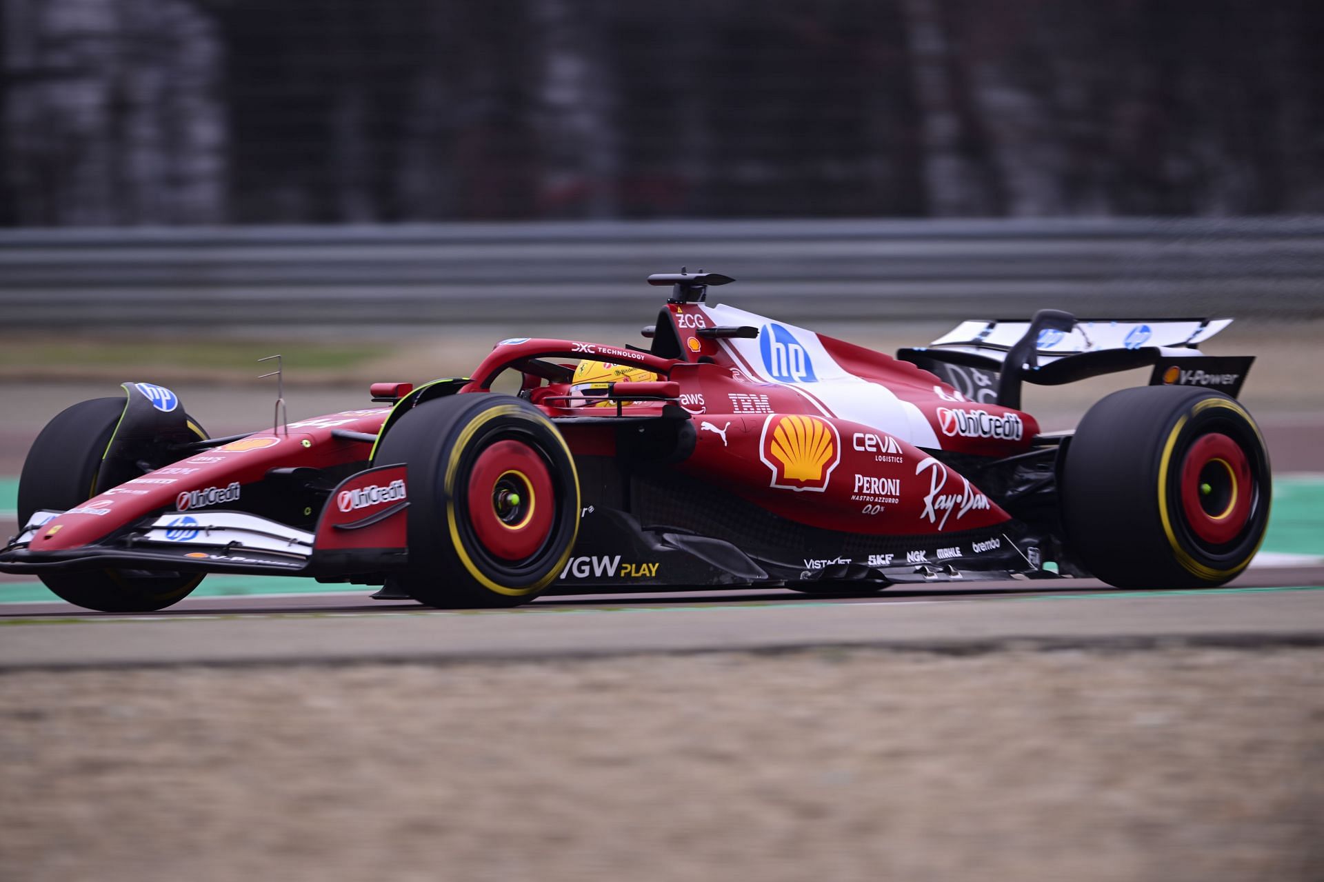 Lewis Hamilton debuts the New Ferrari SF-25 at Fiorano Circuit - Source: Getty