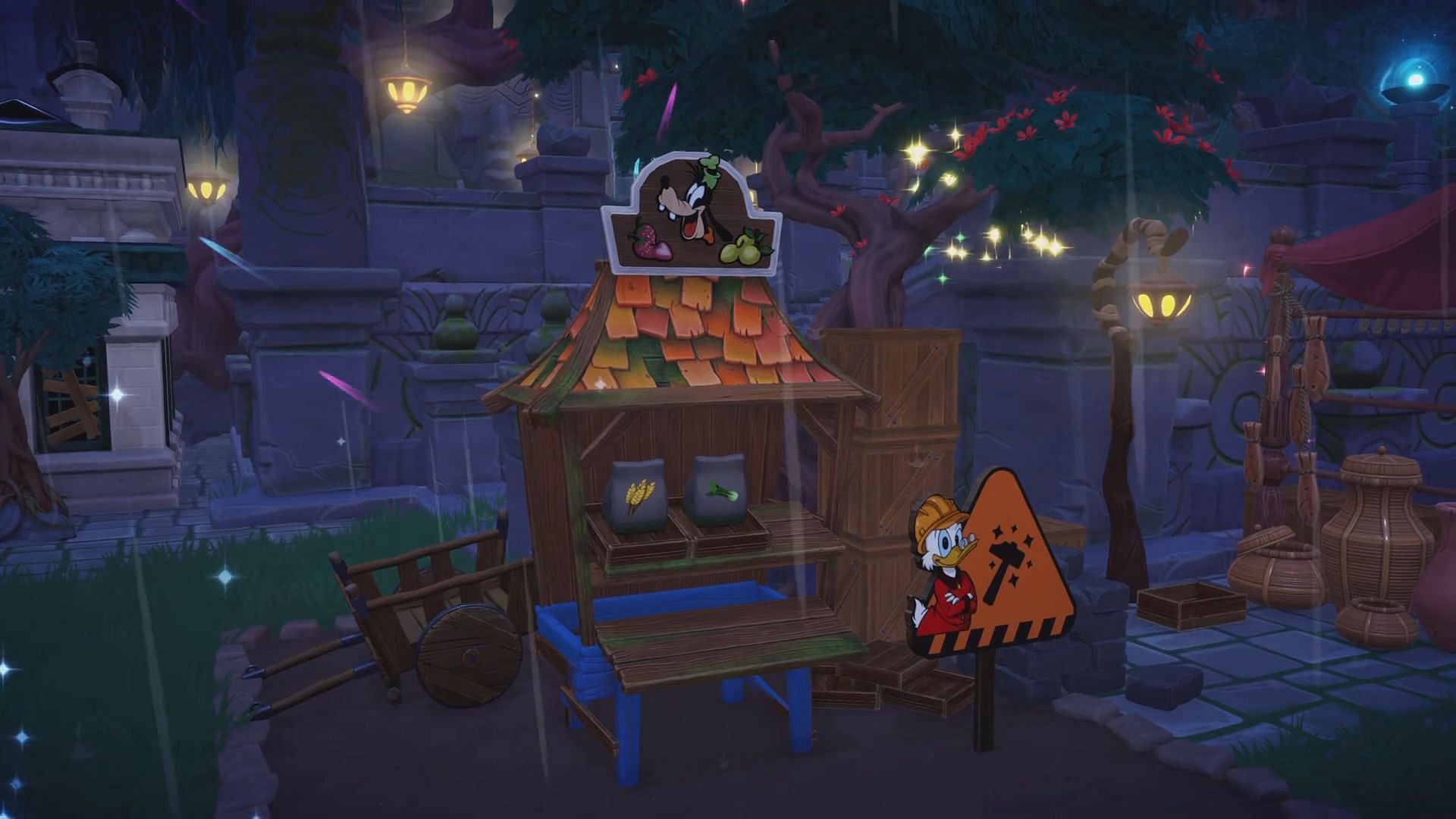 Goofy&#039;s Stall in the game (Image via Gameloft || YouTube/@LeonScottKennedy134)