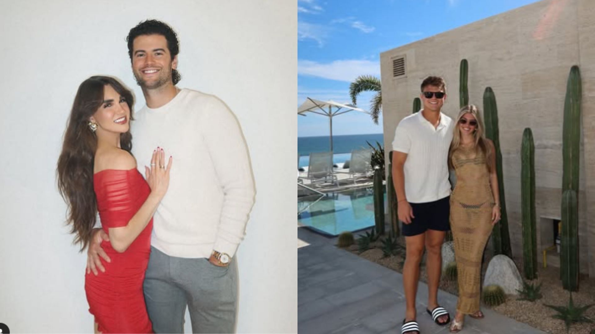 Zach Wilson and his fiancee Nicolette Dellanno and Jarrett Stidham and his wife Kennedy went on vacation. (Photos via Instagram)