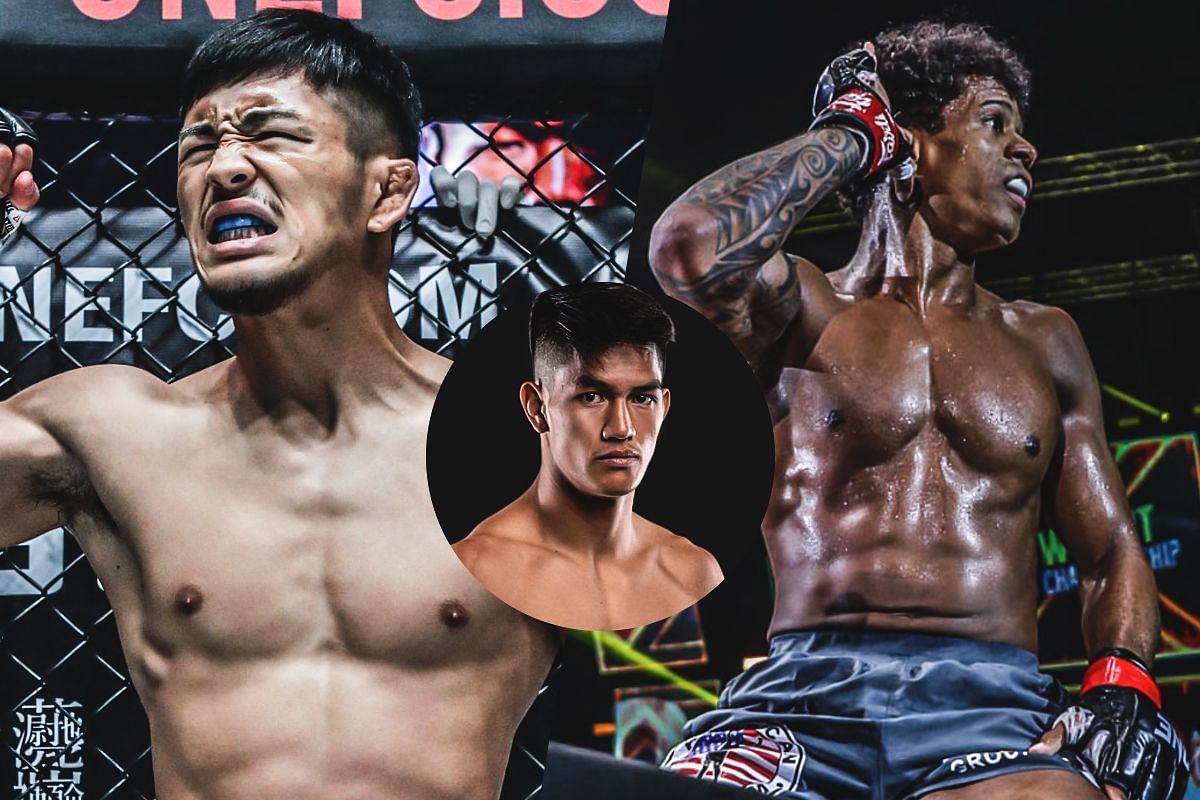 Yuya Wakamatsu (left), Adriano Moraes (right), and Danny Kingad (circle inset). [Photos from ONE Championship]