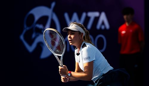 Vekic in action against Linda Noskova during the first round on Day Two of the Qatar TotalEnergies Open - Source: Getty