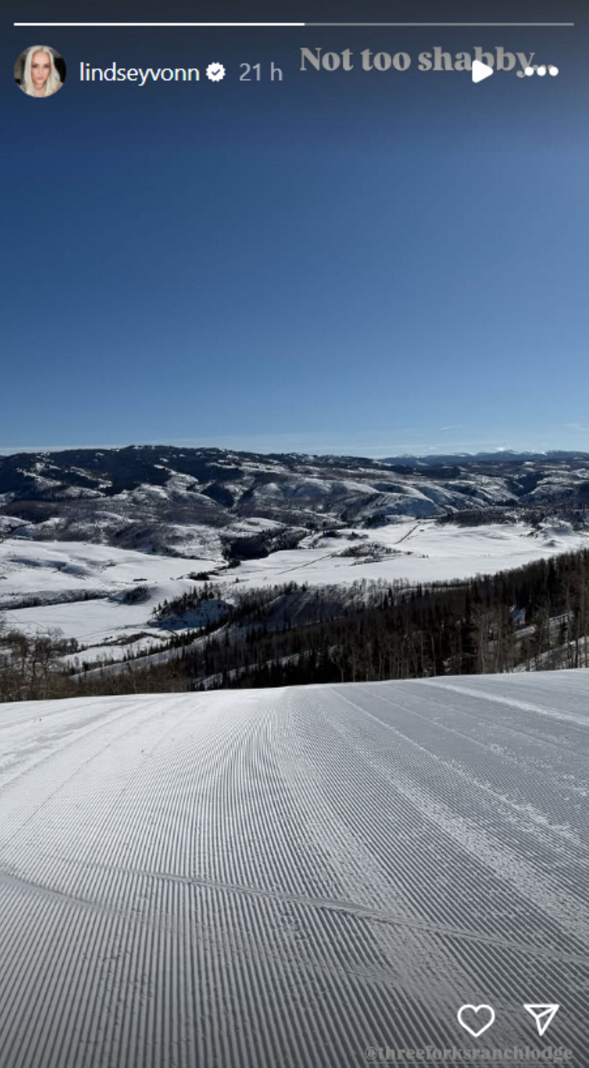 Lindsey Vonn shares a picture of a slope amid the 2024/25 World Cup; Instagram - @lindseyvonn