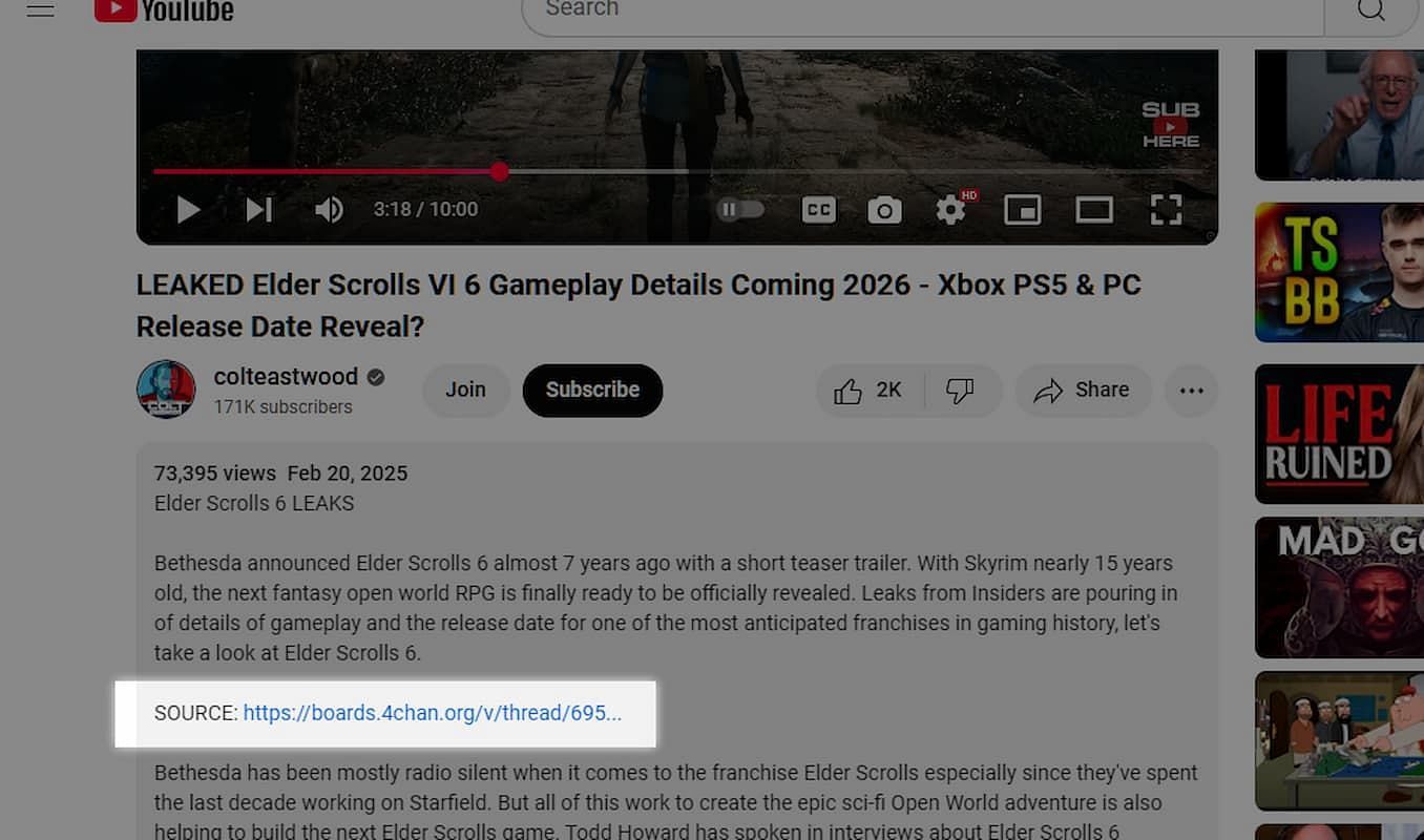 The Elder Scrolls 6 is not really coming as early as this hopeful account foretells (Image via Youtube)