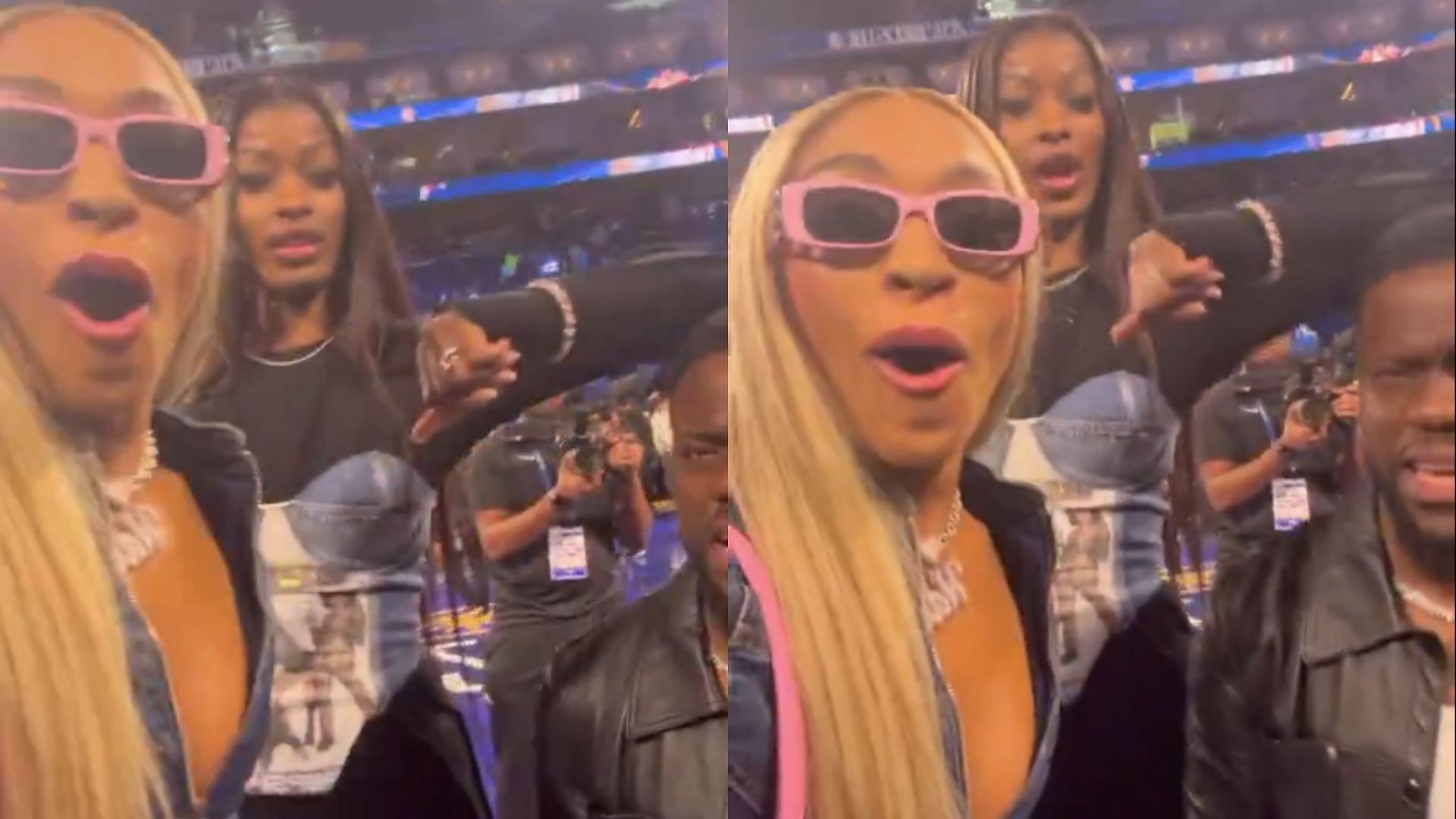 Rickea Jackson and DiJonai Carrington troll 5&rsquo;5&rdquo; Kevin Hart during comedian&rsquo;s All-Star appearance (Screenshots from @DijonaiVictoria/ X)