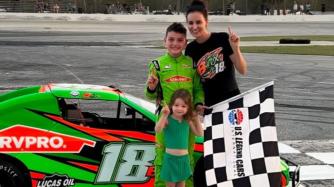 Kyle Busch’s wife Samantha drops 4-word reaction for daughter Lennix’s adorable moment with Brexton at victory lane