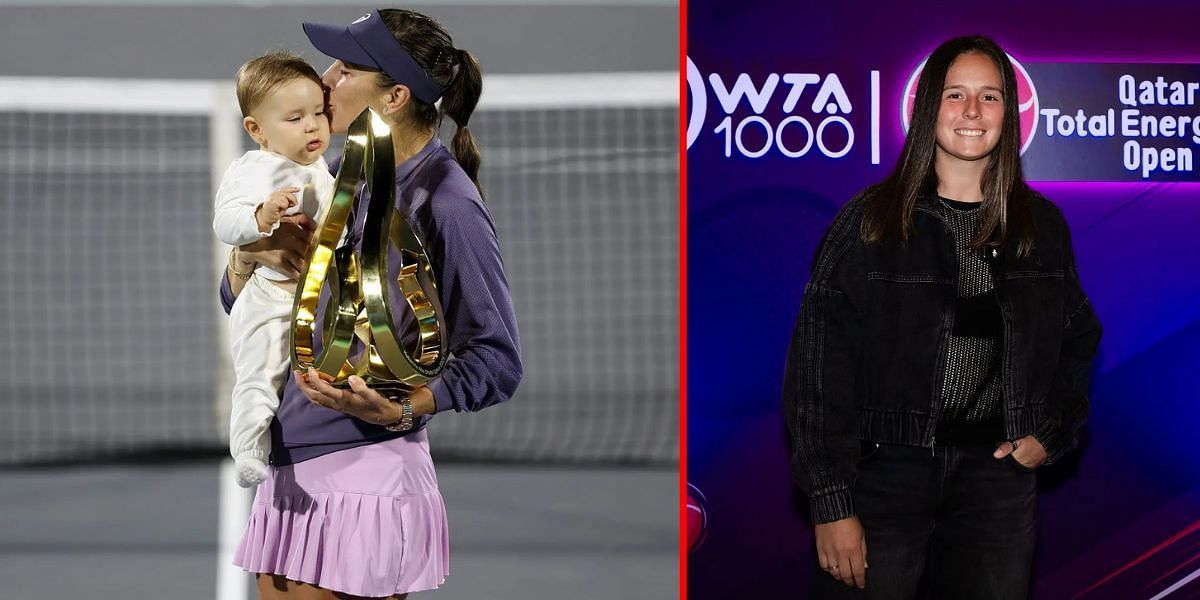 Belinda Bencic with her daughter Bella (L) Daria Kasatkina (R) | Getty