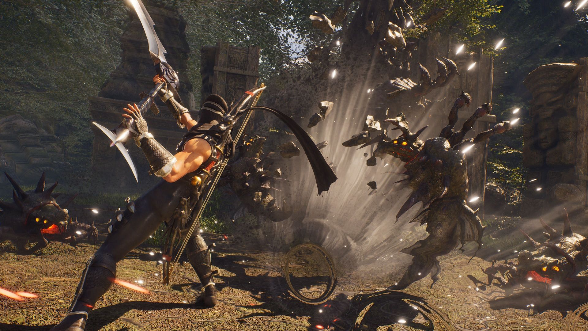 Enemies can lurk around corners, ready to strike in Ninja Gaiden 2 Black (Image via Koei Tecmo)