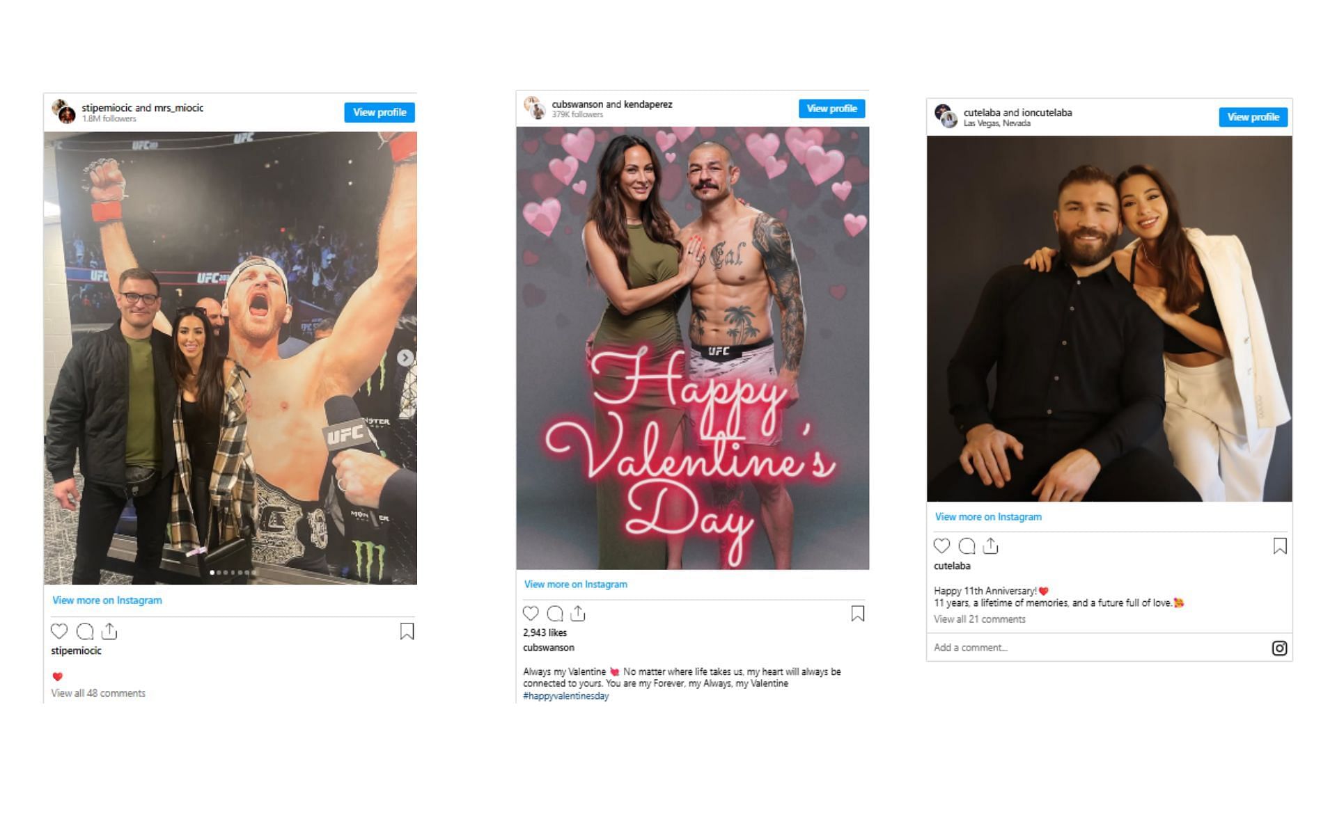 MMA fighters celebrate Valentine&#039;s Day. [Images courtesy: Accounts on Instagram]