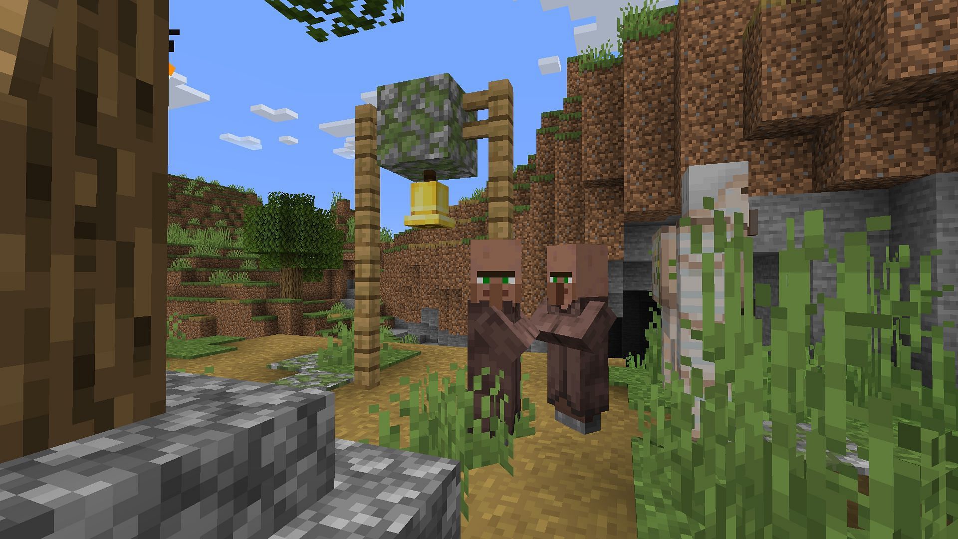 You can use a bell to make a gathering spot (Image via Mojang)