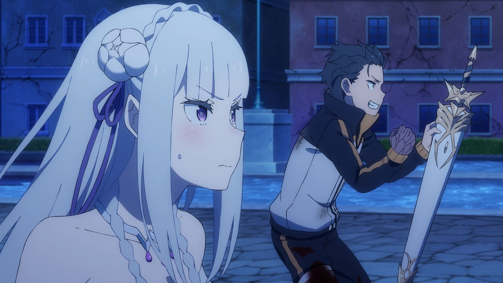 Subaru and Emilia plan a strategy against Regulus (Image via White Fox)