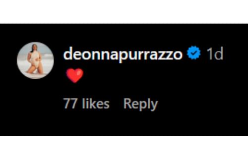 Deonna Purrazzo reacted to Elektra Lopez's Instagram post by sharing a red heart emoji in the comments section