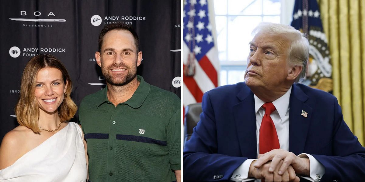 Andy Roddick with wife Brooklyn Decker and Donald Trump